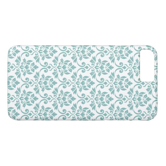 Feuille Damask Blauwgroen Pattern Case-Mate iPhone Case (Achterkant (Horizontaal))