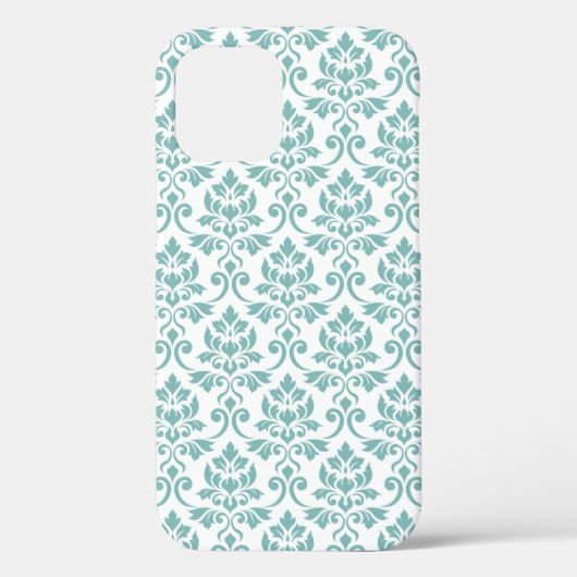 Feuille Damask Blauwgroen Pattern Case-Mate iPhone Case (Achterkant)