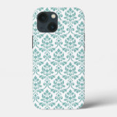 Feuille Damask Blauwgroen Pattern Case-Mate iPhone Case (Achterkant)