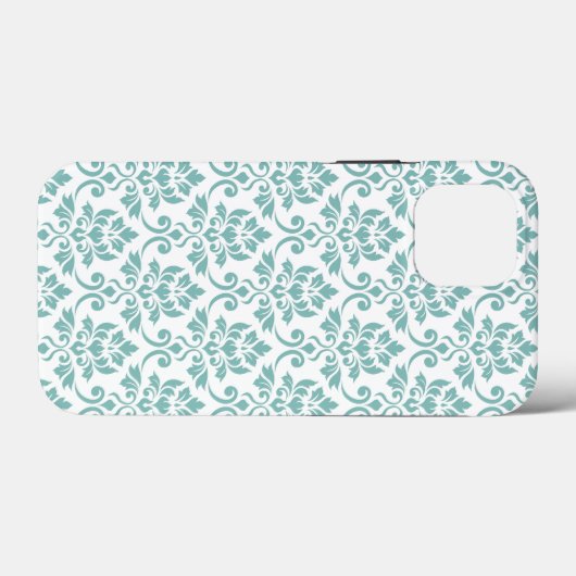 Feuille Damask Blauwgroen Pattern Case-Mate iPhone Case (Achterkant (horizontaal))
