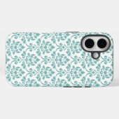 Feuille Damask Blauwgroen Pattern Case-Mate iPhone Case (Achterkant (horizontaal))