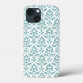 Feuille Damask Blauwgroen Pattern Case-Mate iPhone Case (Achterkant)