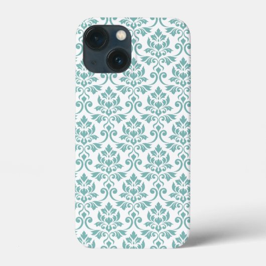 Feuille Damask Blauwgroen Pattern Case-Mate iPhone Case (Achterkant)