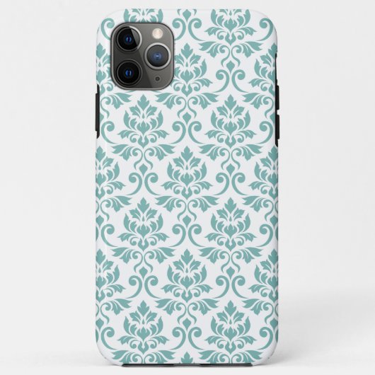 Feuille Damask Blauwgroen Pattern Case-Mate iPhone Case (Achterkant)