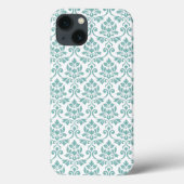 Feuille Damask Blauwgroen Pattern Case-Mate iPhone Case (Achterkant)
