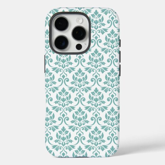 Feuille Damask Blauwgroen Pattern Case-Mate iPhone Case (Achterkant)