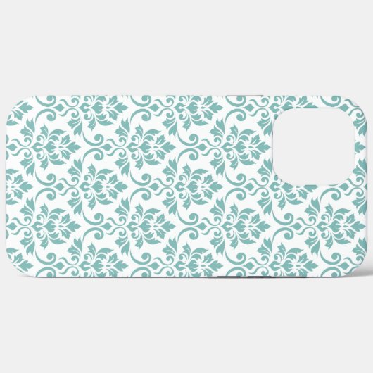Feuille Damask Blauwgroen Pattern Case-Mate iPhone Case (Achterkant (horizontaal))