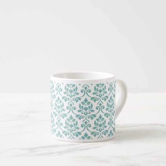 Feuille Damask Blauwgroen Pattern Espresso Kop (Voorkant rechts)
