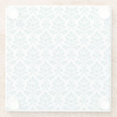 Feuille Damask Blauwgroen Pattern Glazen Onderzetter (Achterkant)