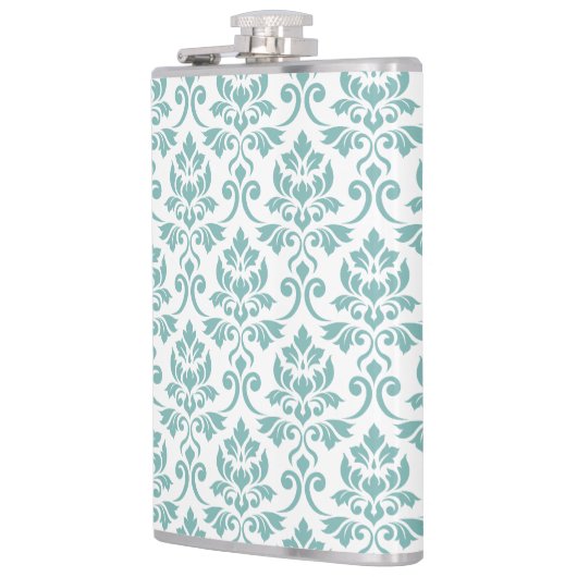 Feuille Damask Blauwgroen Pattern Heupfles (Links)