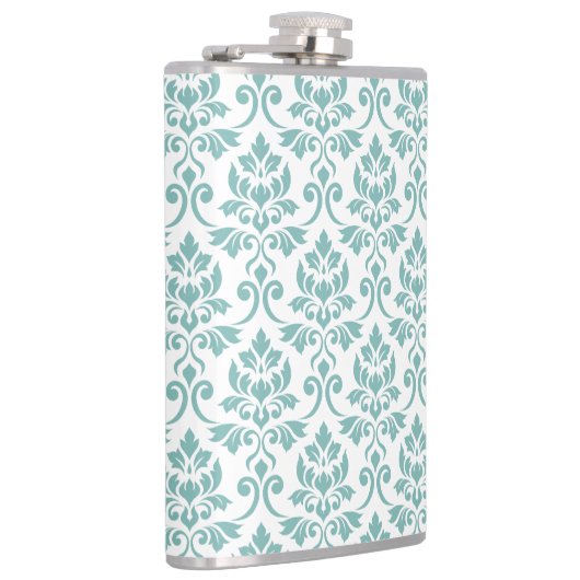 Feuille Damask Blauwgroen Pattern Heupfles (Rechts)