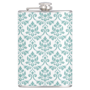 Feuille Damask Blauwgroen Pattern Heupfles