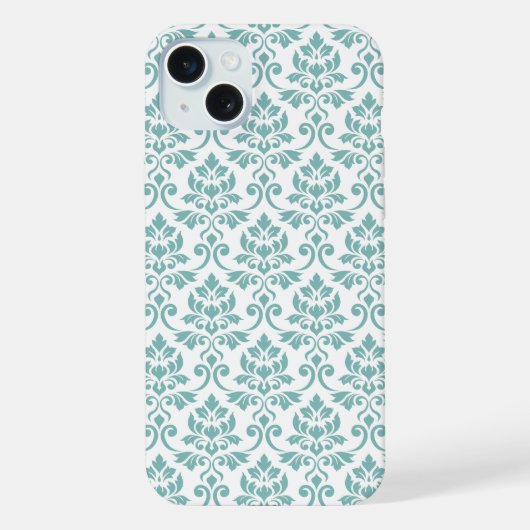 Feuille Damask Blauwgroen Pattern iPhone Hoesje (Achterkant)