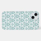 Feuille Damask Blauwgroen Pattern iPhone Hoesje (Achterkant horizontaal)