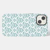 Feuille Damask Blauwgroen Pattern iPhone Hoesje (Achterkant horizontaal)