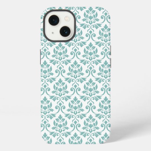 Feuille Damask Blauwgroen Pattern iPhone Hoesje (Achterkant)