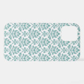 Feuille Damask Blauwgroen Pattern iPhone Hoesje (Achterkant horizontaal)