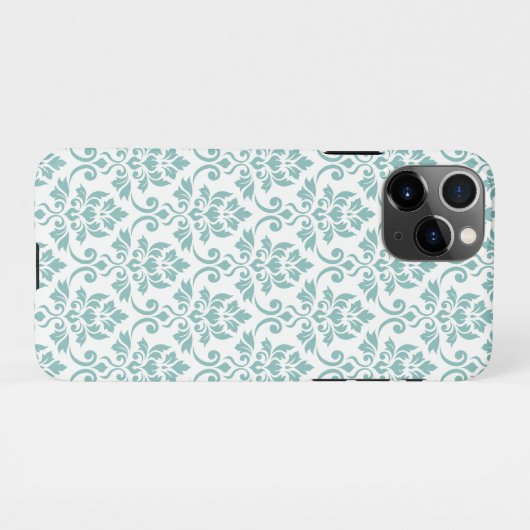 Feuille Damask Blauwgroen Pattern iPhone Hoesje (Achterkant horizontaal)
