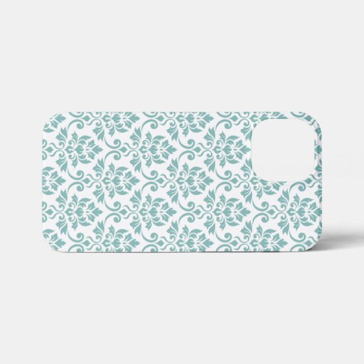 Feuille Damask Blauwgroen Pattern iPhone Hoesje (Achterkant horizontaal)