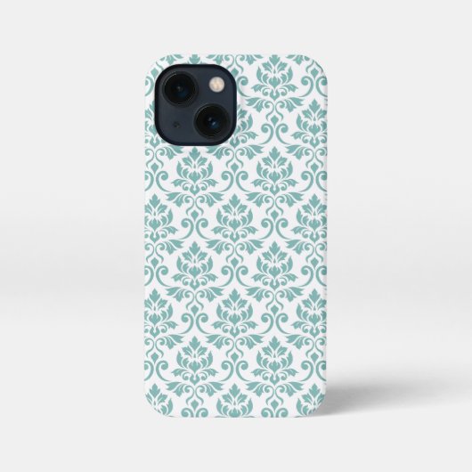 Feuille Damask Blauwgroen Pattern iPhone Hoesje (Achterkant)