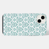 Feuille Damask Blauwgroen Pattern iPhone Hoesje (Achterkant horizontaal)