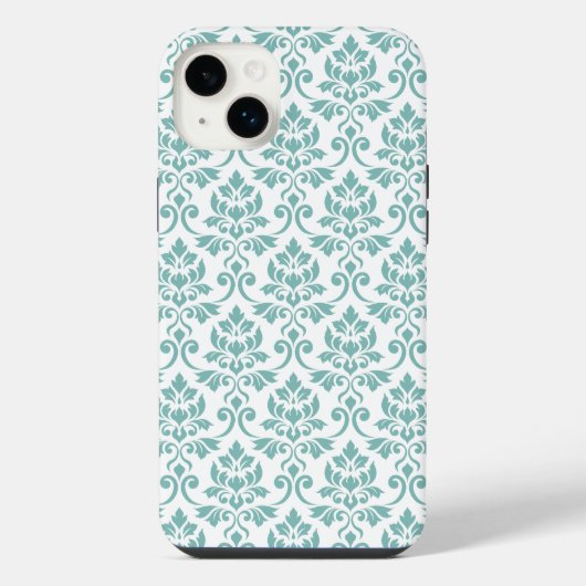 Feuille Damask Blauwgroen Pattern iPhone Hoesje (Achterkant)