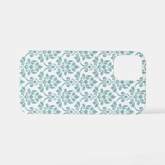 Feuille Damask Blauwgroen Pattern iPhone Hoesje (Achterkant horizontaal)
