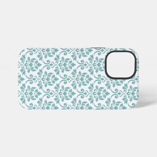 Feuille Damask Blauwgroen Pattern iPhone Hoesje (Achterkant horizontaal)