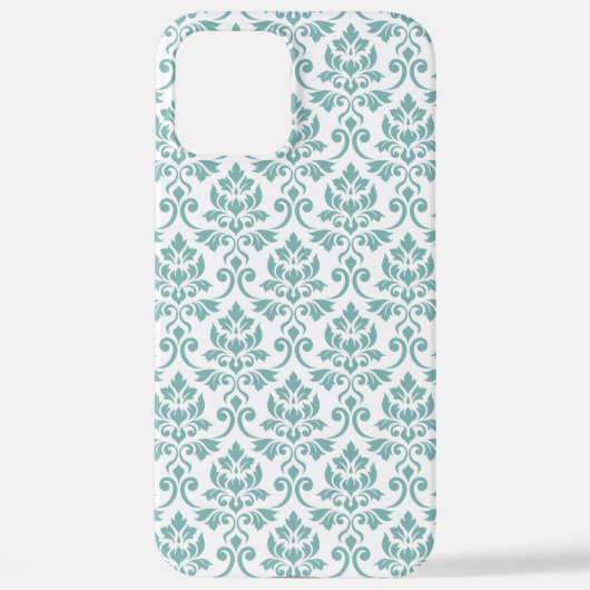 Feuille Damask Blauwgroen Pattern iPhone Hoesje (Achterkant)