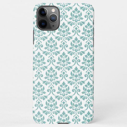 Feuille Damask Blauwgroen Pattern iPhone Hoesje (Achterkant)