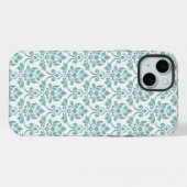 Feuille Damask Blauwgroen Pattern iPhone Hoesje (Achterkant horizontaal)