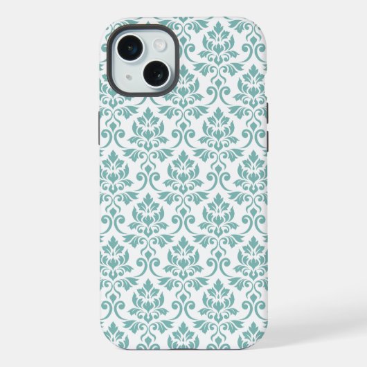 Feuille Damask Blauwgroen Pattern iPhone Hoesje (Achterkant)