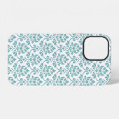 Feuille Damask Blauwgroen Pattern iPhone Hoesje (Achterkant horizontaal)