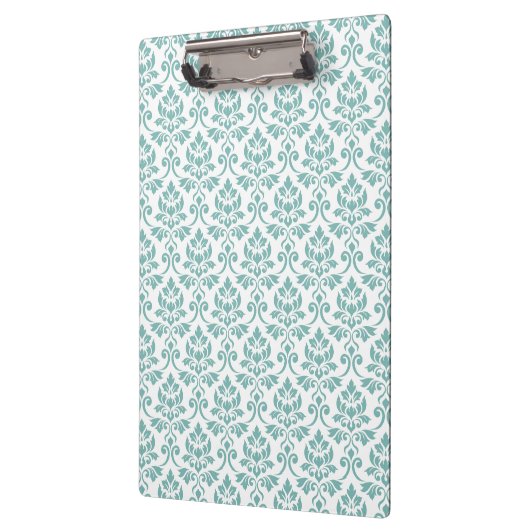 Feuille Damask Blauwgroen Pattern Klembord (Links)