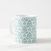 Feuille Damask Blauwgroen Pattern Koffiemok (Voorkant links)