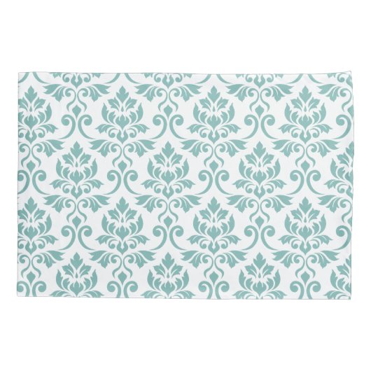 Feuille Damask Blauwgroen Pattern Kussensloop (Achterkant)