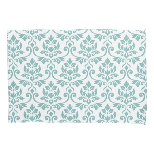 Feuille Damask Blauwgroen Pattern Kussensloop (Voorkant)