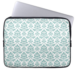 Feuille Damask Blauwgroen Pattern Laptop Sleeve