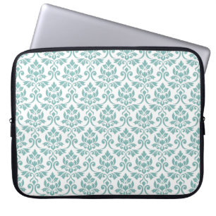 Feuille Damask Blauwgroen Pattern Laptop Sleeve