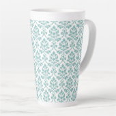 Feuille Damask Blauwgroen Pattern Latte Mok (Rechterhoek)