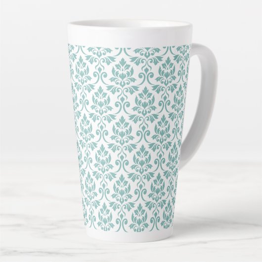 Feuille Damask Blauwgroen Pattern Latte Mok (Rechterhoek)