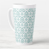Feuille Damask Blauwgroen Pattern Latte Mok (Linkerhoek)