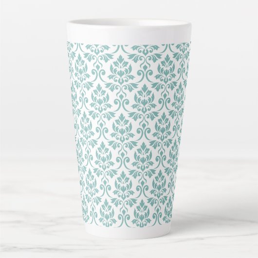 Feuille Damask Blauwgroen Pattern Latte Mok (Voorkant)