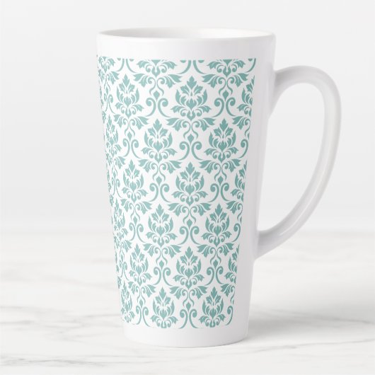 Feuille Damask Blauwgroen Pattern Latte Mok (Rechts)