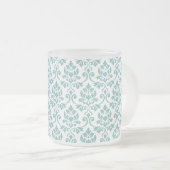 Feuille Damask Blauwgroen Pattern Matglas Koffiemok (Voorkant rechts)