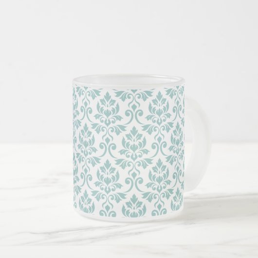 Feuille Damask Blauwgroen Pattern Matglas Koffiemok (Voorkant rechts)