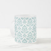 Feuille Damask Blauwgroen Pattern Matglas Koffiemok (Voorkant links)