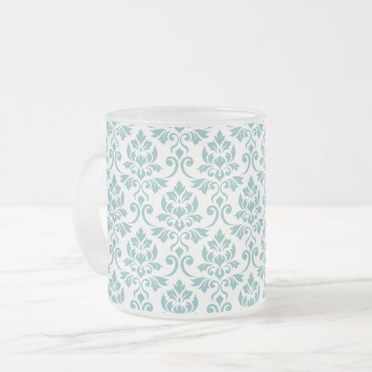 Feuille Damask Blauwgroen Pattern Matglas Koffiemok (Voorkant links)
