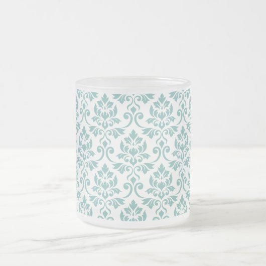 Feuille Damask Blauwgroen Pattern Matglas Koffiemok (Center)