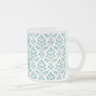 Feuille Damask Blauwgroen Pattern Matglas Koffiemok